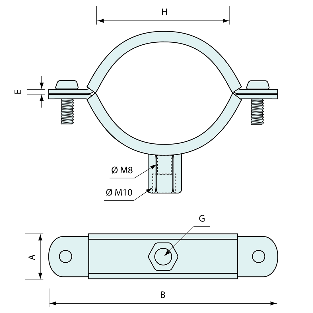Pipe Clamp Rubber Lined Zinc Plated 20 to 24mm